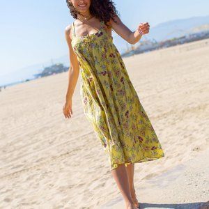 Natural Life Midi Dress in Yellow Floral NWT